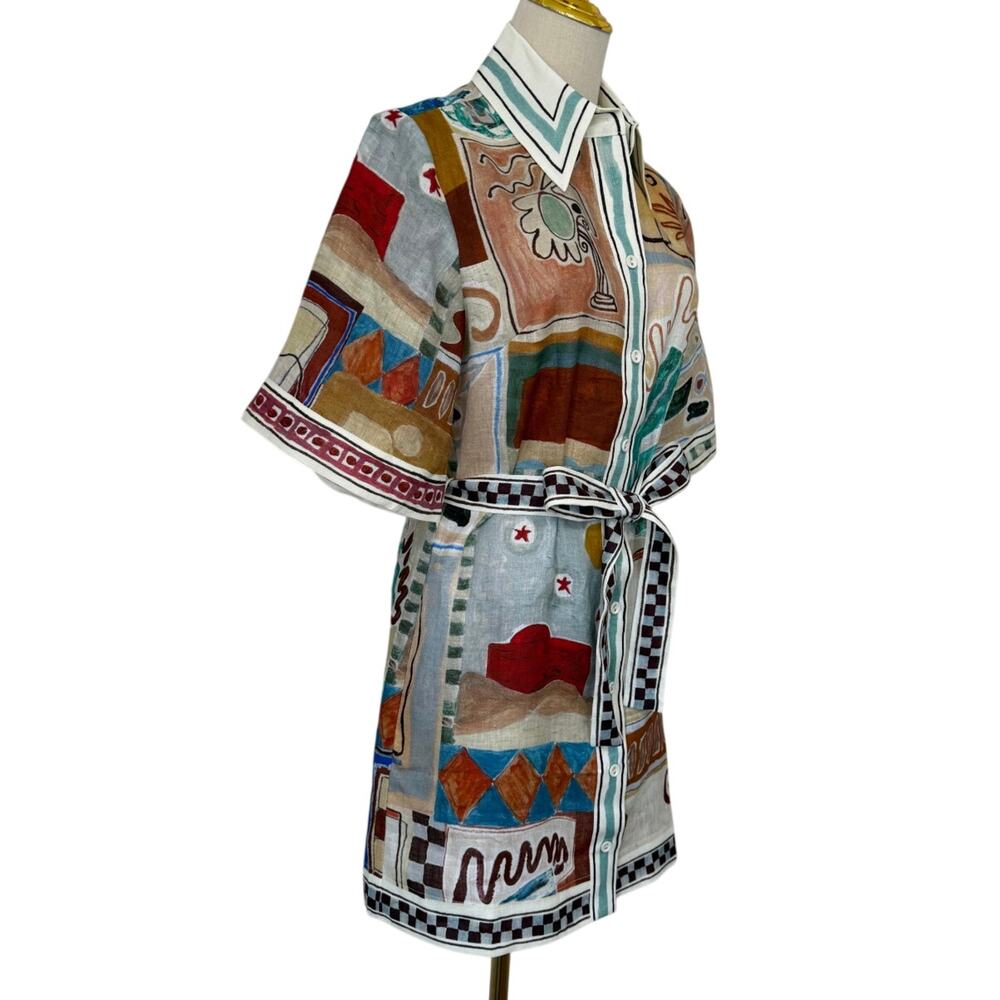 ALEMAIS Michelle Linen Mini Shirtdress - Picture 4 of 8